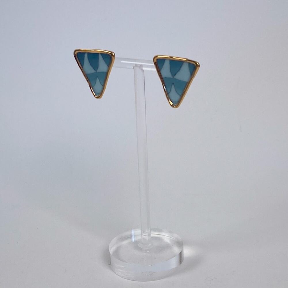 Clay and Gold Enamel Stud Earrings